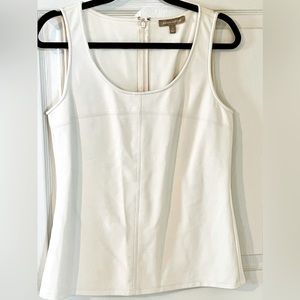 Faux leather front white tank